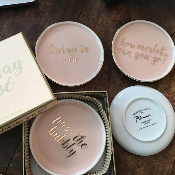 Price Firm! Set of 4 ceramic wine coasters - Picture 2 of 2